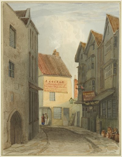 St Nicholas Street fra krydset med Corn Street (akvarel på papir) af Thomas Leeson the Elder Rowbotham