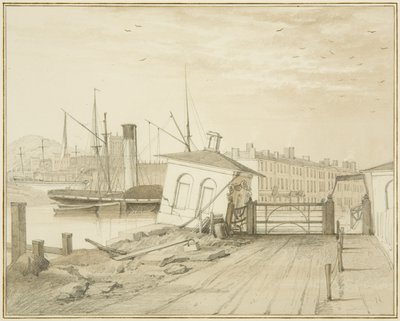 Indsynkning af Toll House, på Prince Street Bridge, 1828 af Thomas Leeson the Elder Rowbotham