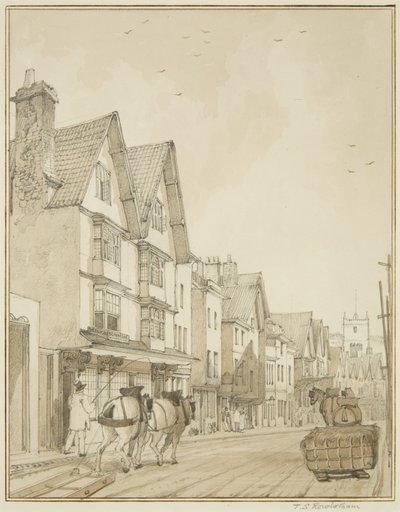 Temple Street, ser mod nord (blyant og akvarel på papir) af Thomas Leeson the Elder Rowbotham