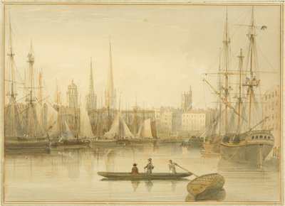 Udsigt over den flydende havn fra Redcliffe Back Ferry af Thomas Leeson the Elder Rowbotham