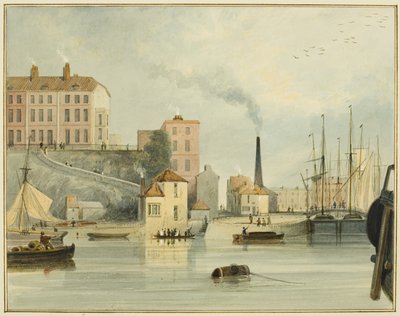 West End of Redcliffe Parade, der viser indgangsportene til Bathurst Basin af Thomas Leeson the Elder Rowbotham