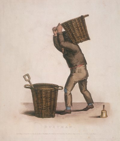 Dustman bærer en kurv med affald på ryggen, 1820 af Thomas Lord Busby