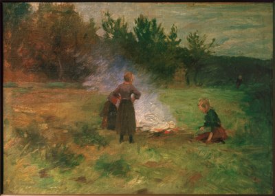 Piger omkring lejrbålet af Thomas Ludwig Herbst