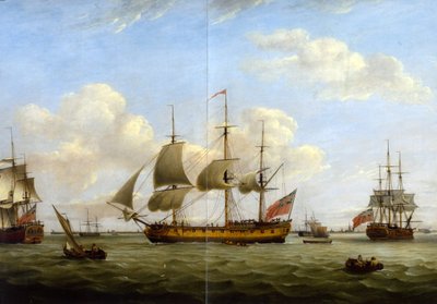 HMS Maria Anna-Earl af Chatham- Achilles-Thomas Luny af Thomas Luny