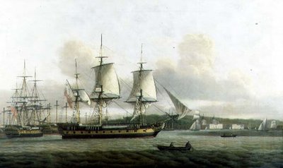"Leda" i to positioner ud for Greenwich af Thomas Luny