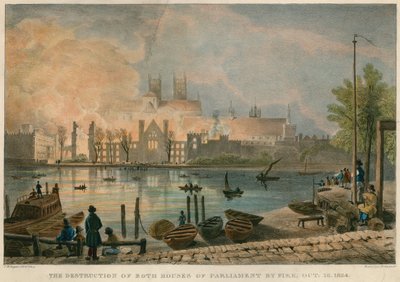 Ødelæggelsen ved brand af parlamentets huse ved brand den 16. oktober 1834 af Thomas Mann Baynes