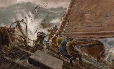 Et øjeblik i fare (chromolitho) af Thomas Marie Madawaska (after) Hemy