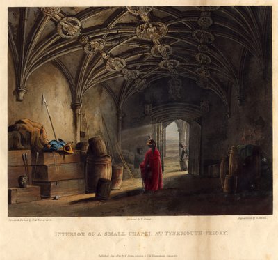 Interiør af et lille kapel ved Tynemouth Priory, 1820 af Thomas Miles Richardson