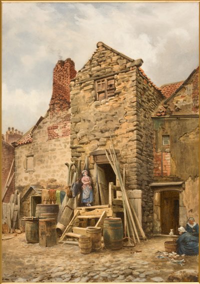 Old Sparrow Hall, Cullercoats (kropsfarve, blyant og wc på papir) af Thomas Miles Richardson