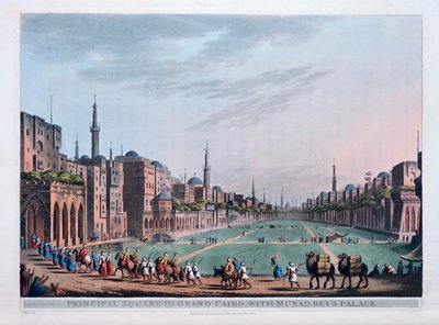 Hovedpladsen i Grand Cairo med Murad Beys-paladset, 1801 af Thomas Milton