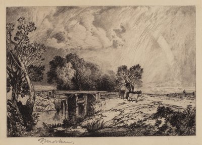 En rustik bro af Thomas Moran
