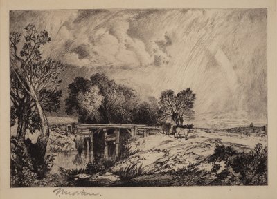 En landlig bro af Thomas Moran