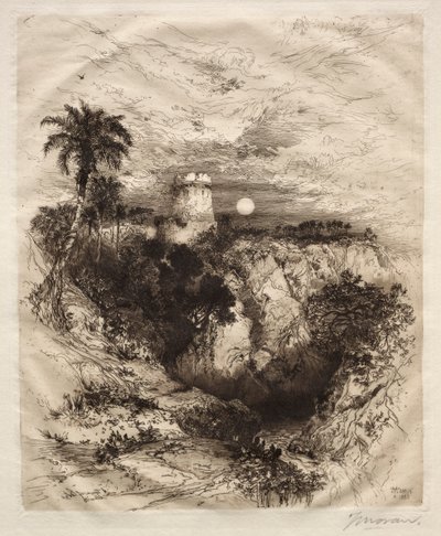 Et tårn af Cortes, 1883. af Thomas Moran