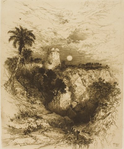 Et tårn i Cortez - Mexico af Thomas Moran