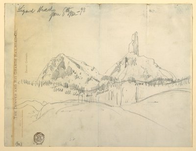 Tegning, firbenhoved, Colorado af Thomas Moran