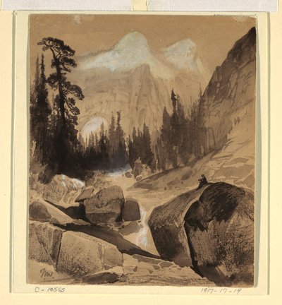 Tegning, den nordlige kuppel, Yosemite, Californien, 1872 af Thomas Moran