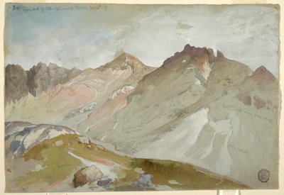 Tegning, Den øvre ende af Little Cottonwood Canyon, Wasatch Range, nær Ogden, Utah, 13. august 1879 af Thomas Moran