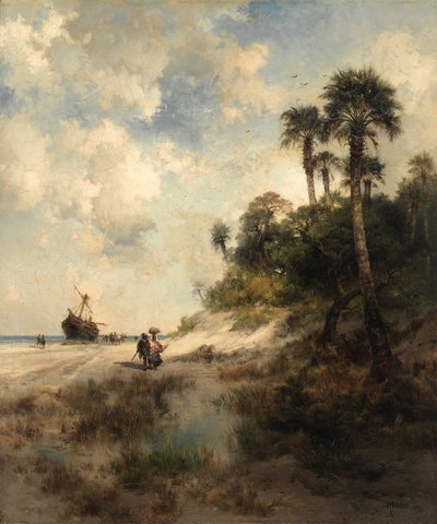 Fort George Island, Florida, 1878. af Thomas Moran