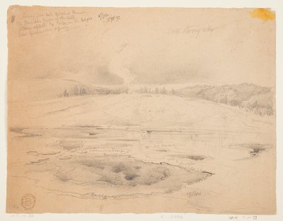 Nedre brandhul, gejserbassin, Yellowstone af Thomas Moran