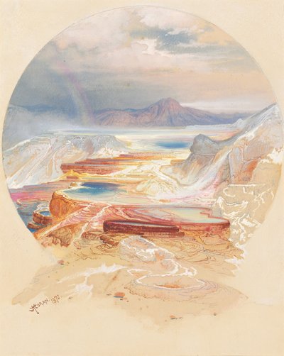 Minerva terrasse, Yellowstone af Thomas Moran