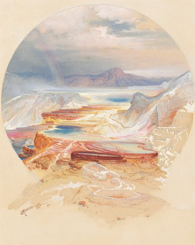 Minerva Terrace, Yellowstone af Thomas Moran