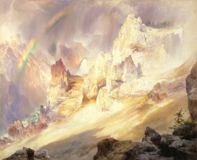 Regnbue over Yellowstones Grand Canyon af Thomas Moran