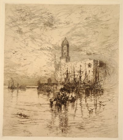 Slottet San Juan de Ulloa, Vera Cruz, Mexico af Thomas Moran