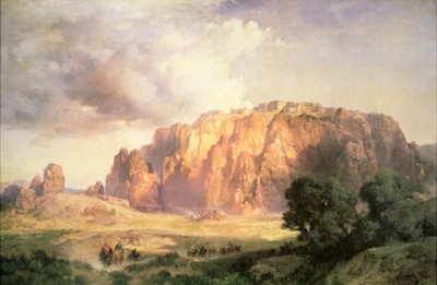 The Pueblo of Acoma, New Mexico (olie på lærred) af Thomas Moran