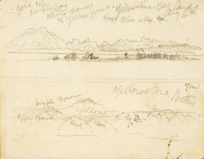 Yellowstone Bad Lands (og) Yellowstone Buttes af Thomas Moran