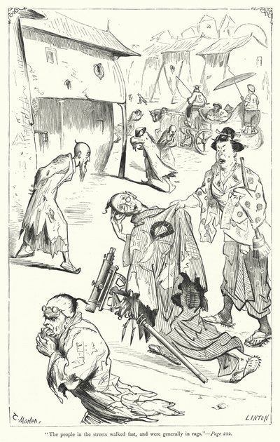 Illustration til Gullivers rejser af Jonathan Swift (gravering) af Thomas Morten