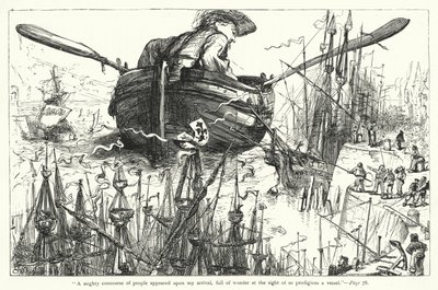 Illustration til Gullivers rejser af Jonathan Swift (gravering) af Thomas Morten