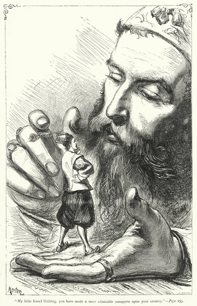 Illustration til Gullivers rejser af Jonathan Swift (gravering) af Thomas Morten