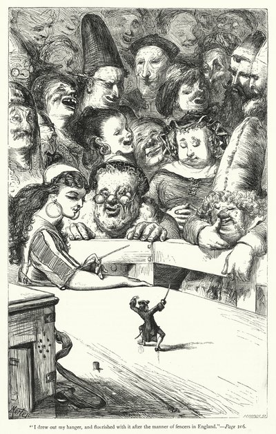 Illustration til Gullivers rejser af Jonathan Swift (gravering) af Thomas Morten