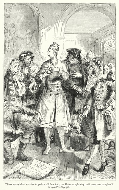 Illustration til Gullivers rejser af Jonathan Swift (gravering) af Thomas Morten