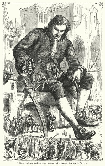 Illustration til Gullivers rejser af Jonathan Swift (gravering) af Thomas Morten