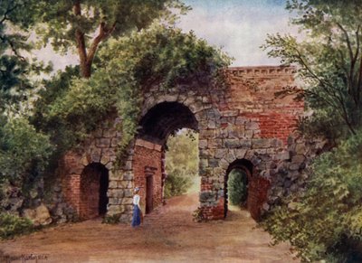 Kew Gardens: The Ruined Arch (farve litho) af Thomas Mower Martin