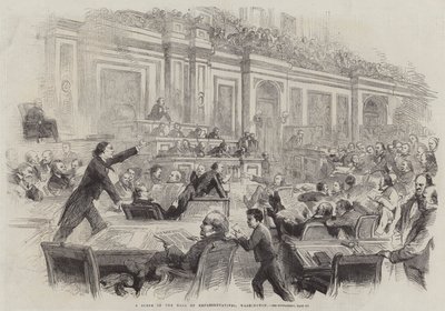 En scene i Repræsentanternes Hall, Washington af Thomas Nast