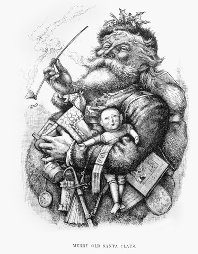 Glade gamle julemand, indgraveret af kunstneren af Thomas Nast