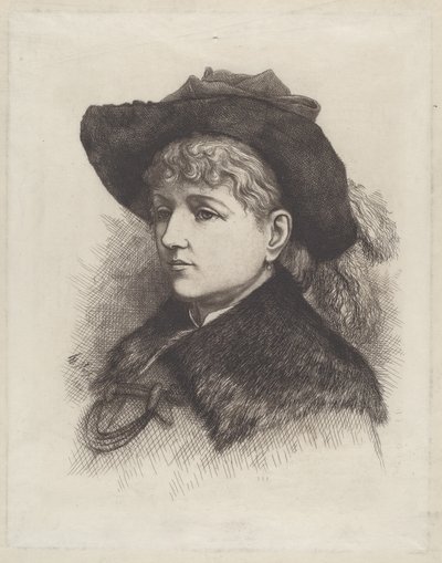 Portræt af kunstnerens kone, Sarah Edwards Nast af Thomas Nast