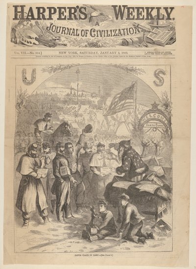 Julemanden i lejren fra Harpers Weekly, 3. januar 1863. af Thomas Nast