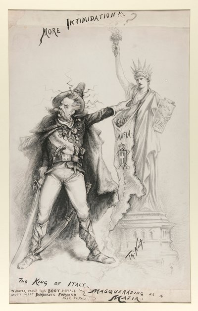 Kongen af Italien maskerer sig som en mafia af Thomas Nast