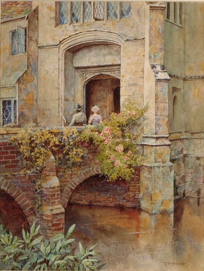 On the Bridge ved Baddesley Clinton Hall (akvarel på papir) af Thomas Nicholson Tyndale