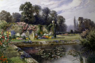 Liljedammen. Nanuphars i en dam i en stor have. Maleri af T. Noelsmith (1840-1900) Privat samling af Thomas Noelsmith