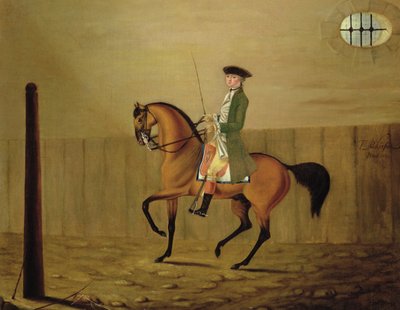 Gentleman på en Bay Horse i en rideskole af Thomas Parkinson