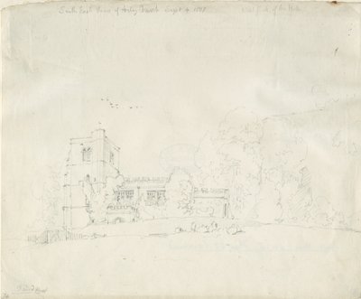 Arley Church: blyantstegning, 4. september 1837 af Thomas Peploe Wood