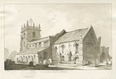 Audley Church: sepia tegning af Thomas Peploe Wood