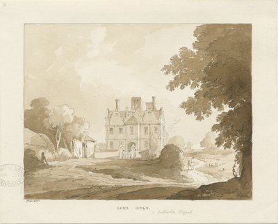 Brewood - Long Birch Hall: sepia drawing, 1838dani af Thomas Peploe Wood
