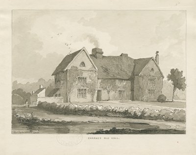 Charnes Hall: sepia tegning af Thomas Peploe Wood