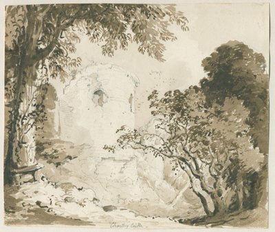 Chartley Castle: blyant- og vasketegning, nd [1837-1838] af Thomas Peploe Wood