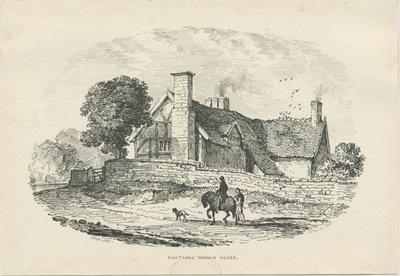 Chatcull Manor House: pen- og blæktegning (vignetteret) af Thomas Peploe Wood